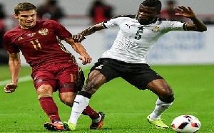 Thomas Partey (No.5) in action for Ghana