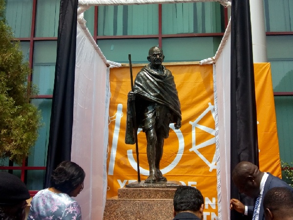 Mahatma Gandhi's statue has been relocated to Kofi Annan Centre of Excellence in ICT.