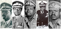 From L to R: Gen. Afrifa, Gen. Acheampong, Col Roger Felli, Rear Admiral Joy, and Gen. Utuka