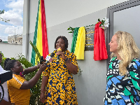 MESTI minister, Ophelia Mensah Hayford (Left) and Franziska Jebens (Right)