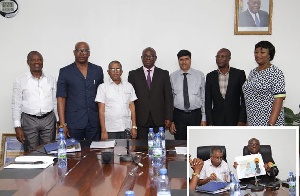 Group picture of managements of GPHA and Diamond Cement. INSET: The Director-General of GPHA