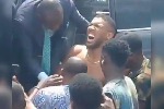 Watch the moment Anthony Joshua was pulled out of his car after an accident