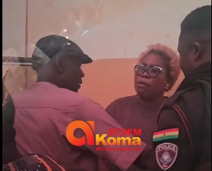 The video shows police officers and men suspected to be “macho” men exchanging heated words