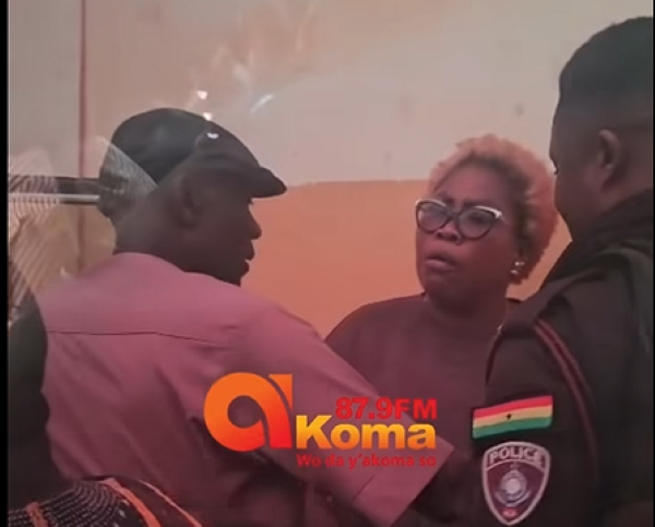 The video shows police officers and men suspected to be “macho” men exchanging heated words