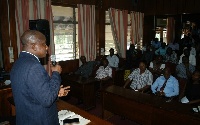 Simon Osei-Mensah addressing staff of the council