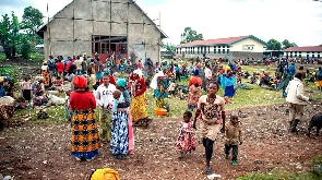 Internally displaced people from Kibumba area near the North Kivu city of Goma