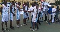 Some dignitaries exchanging pleasantries with the Tema Sharks team ahead of the opening game