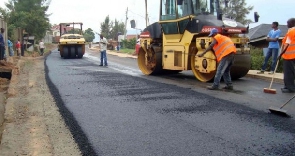 Road contractors at post