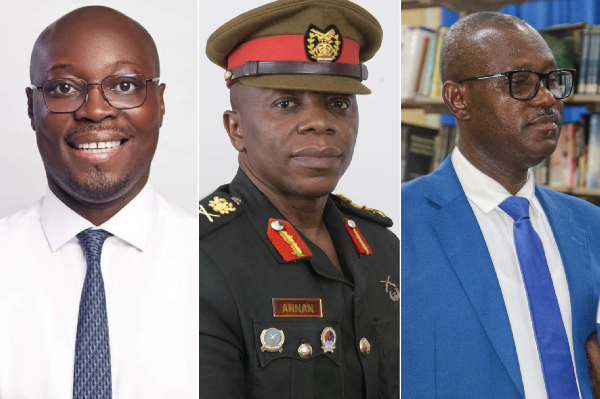 Finance Minister Dr Ato Forson (L) with the fmr Commissioner of Customs and DG of the NIB