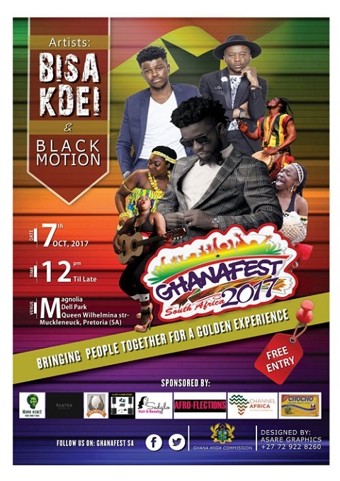 GHANAFEST SA is slated for Saturday, 7th October, 2017, at the Magnolia Dell Park