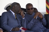 Former President John Kufuor (left) with President Mahama