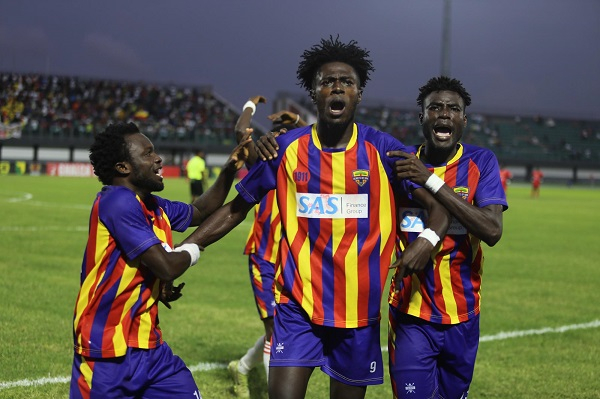 Hearts of Oak celebrating their 1st goal