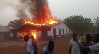 The angry youth torched the party office of the New Patriotic Party in the vicinity
