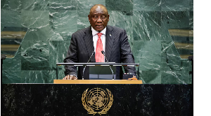 South Africa's President Cyril Ramaphosa addresses the 80th United Nations General Assembly at U.N.