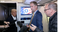 The C-32A with Trump on board lands RAF Mildenhall