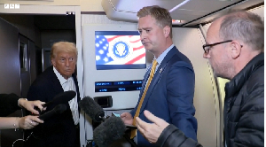The C-32A with Trump on board lands RAF Mildenhall