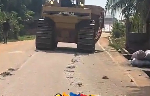'Arrest the driver!' - Public outrage as heavy bulldozer rips asphalted road