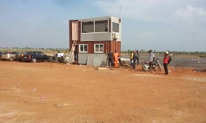 The container currently being used as the Air Traffic Control Station