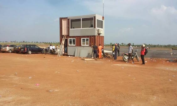 The container currently being used as the Air Traffic Control Station