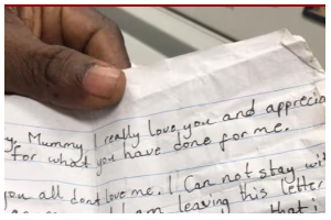 A photo of the farewell note