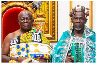 Otumfuo Osei Tutu II with Yagbonwura Bii-Kunuto Jewu Soale I at the Manhyia Palace