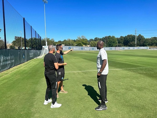 Black Stars head coach Chris Hughton and assistant George Boateng visits Charlotte training facility
