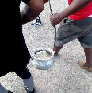 KNUST students seized a pot of banku which was on fire in the house of a security officer