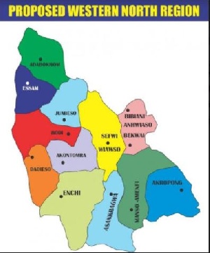 Government has proposed the creation of Western North Region out of the Western Region