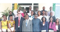 Prof Kwesi Yankah (4th left) Prof Baffour Agyemang 