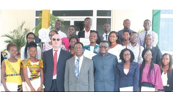 Prof Kwesi Yankah (4th left) Prof Baffour Agyemang 