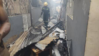 A file photo of fire service officers at the site