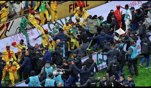 Senegal supporters clash with security services after a controversial penalty during ACN final match Senegal supporters clash with security services after a controversial penalty during ACN final match