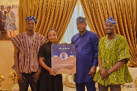 The students with the former MP for Yendi