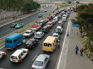 The traffic during prime time starts mounting from the Obetsebi Lamptey