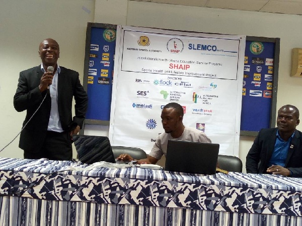 Chief Operating Officer of SLEMCO Company Limited, Kwaku Bamfo Boateng speaking to the media