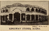 An old photo of the first Kingsway Stores Building built by the Miller Brothers