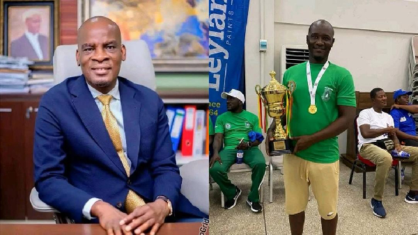 Minister of Education Haruna Iddrisu(L) and former Steadfast FC coach Mohammed Aquaye