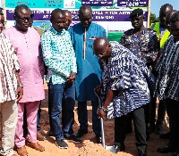 Dr Mahamudu Bawumia breaking grounds for construction