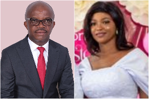 NPP MP Stephen Amoah(L) and Abigail Aboagye, widow of the late ex-NADMO Dep Director Samuel Aboagye