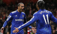 Former Chelsea players Ashley Cole and Didier Drogba