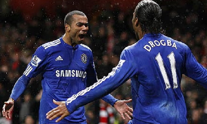 Former Chelsea players Ashley Cole and Didier Drogba