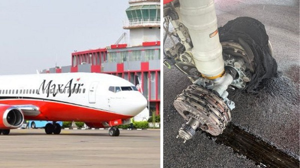 Max Air aircraft wey get 143 passengers, one small pikin on board experience accident on Sunday