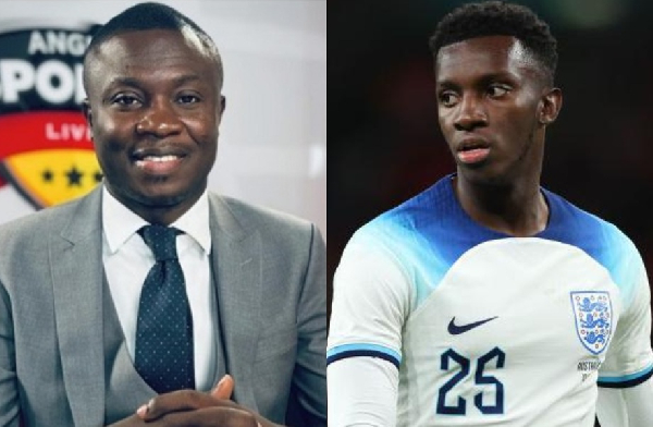 Sports journalist Saddick Adams and Crystal Palace striker Eddie Nketiah