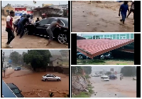 Screenshots of videos from parts of Accra after Wednesday's rainstorm