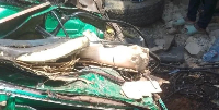The bus reportedly collided with a parked tricycle