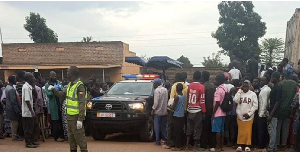 A police truck evacuates accident victims from a crash scene in Busowa town, Bugiri District