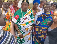 Torgbi Tenge Dzokoto Gligui VII (middle from left) speaking with the media