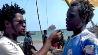 Kwamena (R) was aboard a fishing canoe named 'Second Chance' when it drifted into Beninese waters