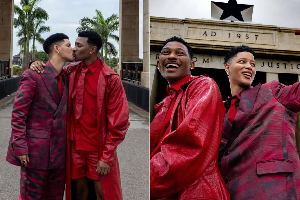 South African men identified as Rue and Lue at the independence square