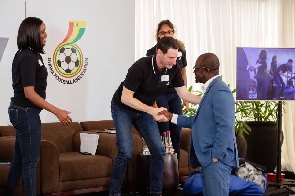 GFA President, Kurt E. S. Okraku exchanging pleasantries with some officials